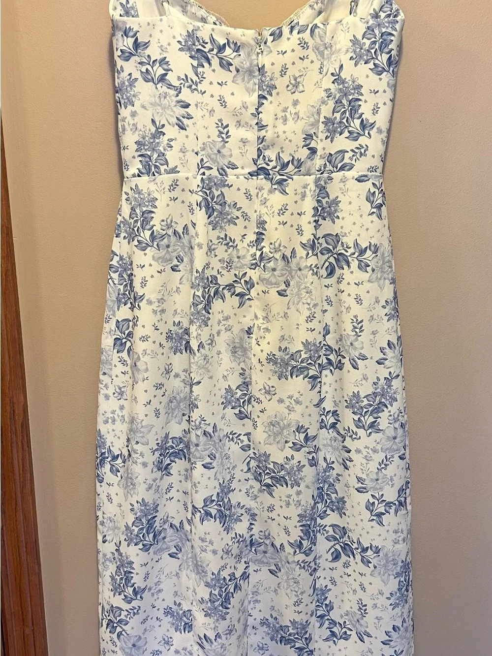 House of CB Dress Charlotte Like New- blue and cream - Picture 3 of 12